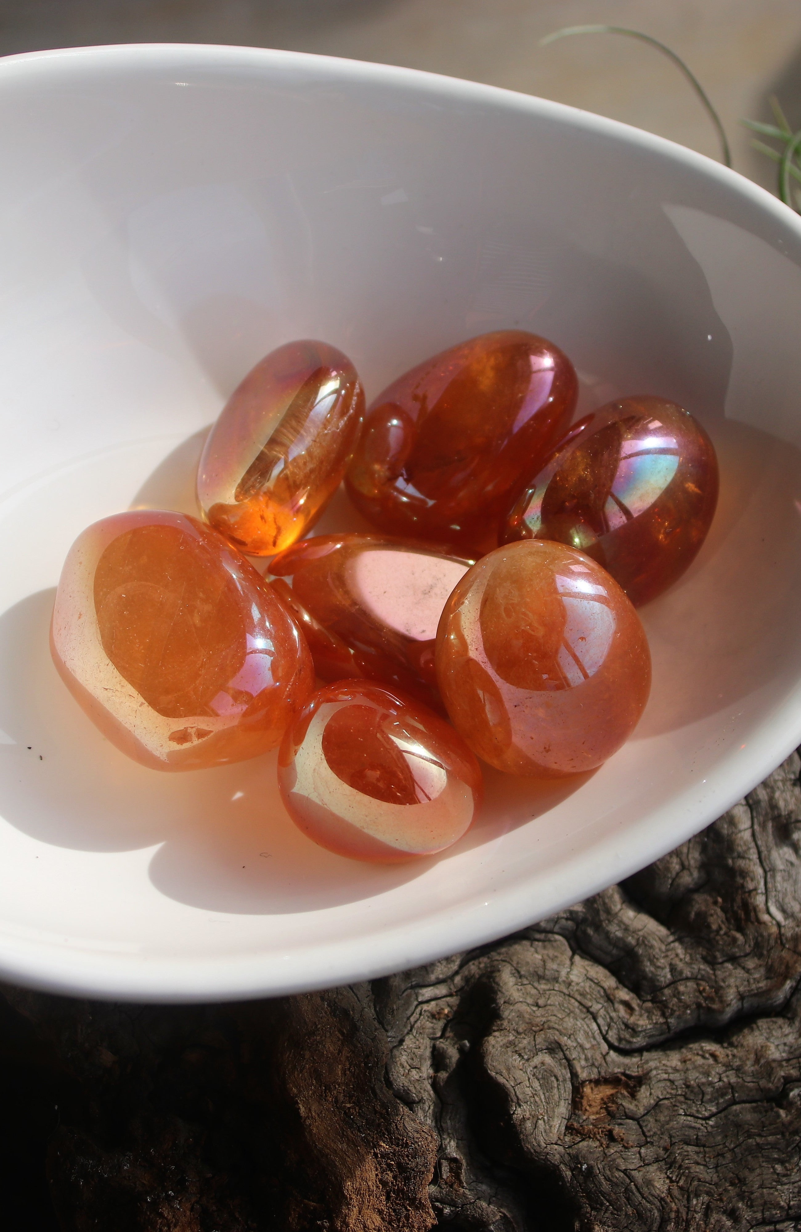 Golden/Tangerine Aura Tumbled Stone
